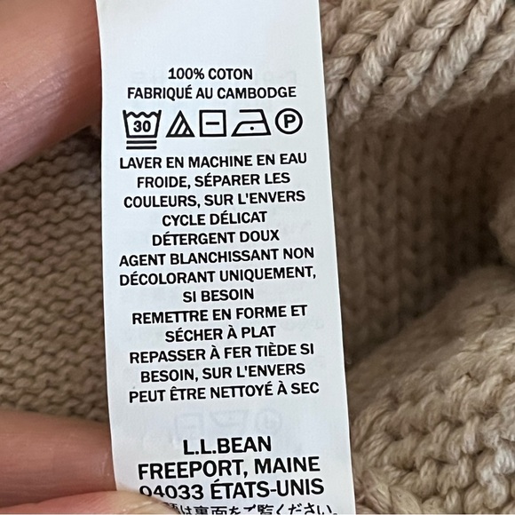 L.L. Bean Women's Double L Mixed-Cable Funnelneck Sweater Oatmeal Heather Small - Picture 8 of 9